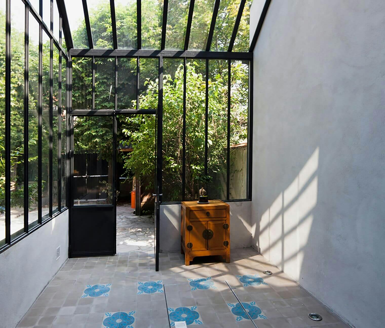 Extension verrière vue de l'intérieur