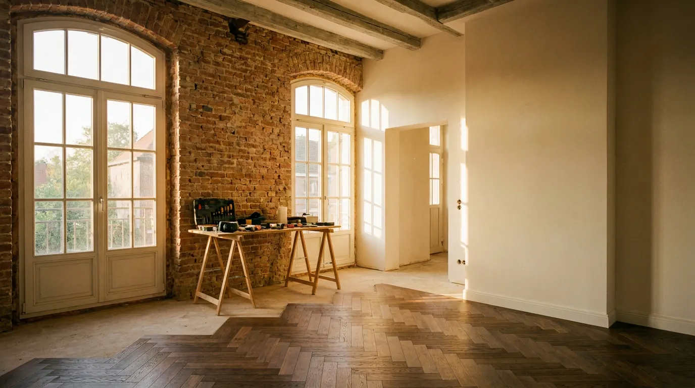 Intérieur d'une maison ancienne en cours de rénovation