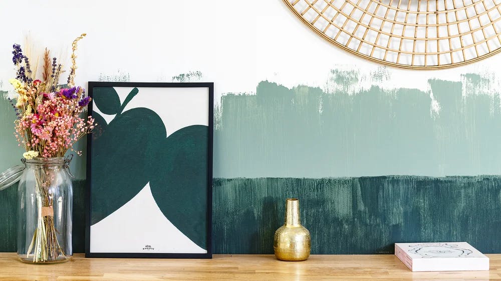 Décoration d'intérieur peinture dégradé bleu canard