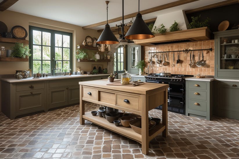 Cuisine Campagne avec Crédence en Carrelage
