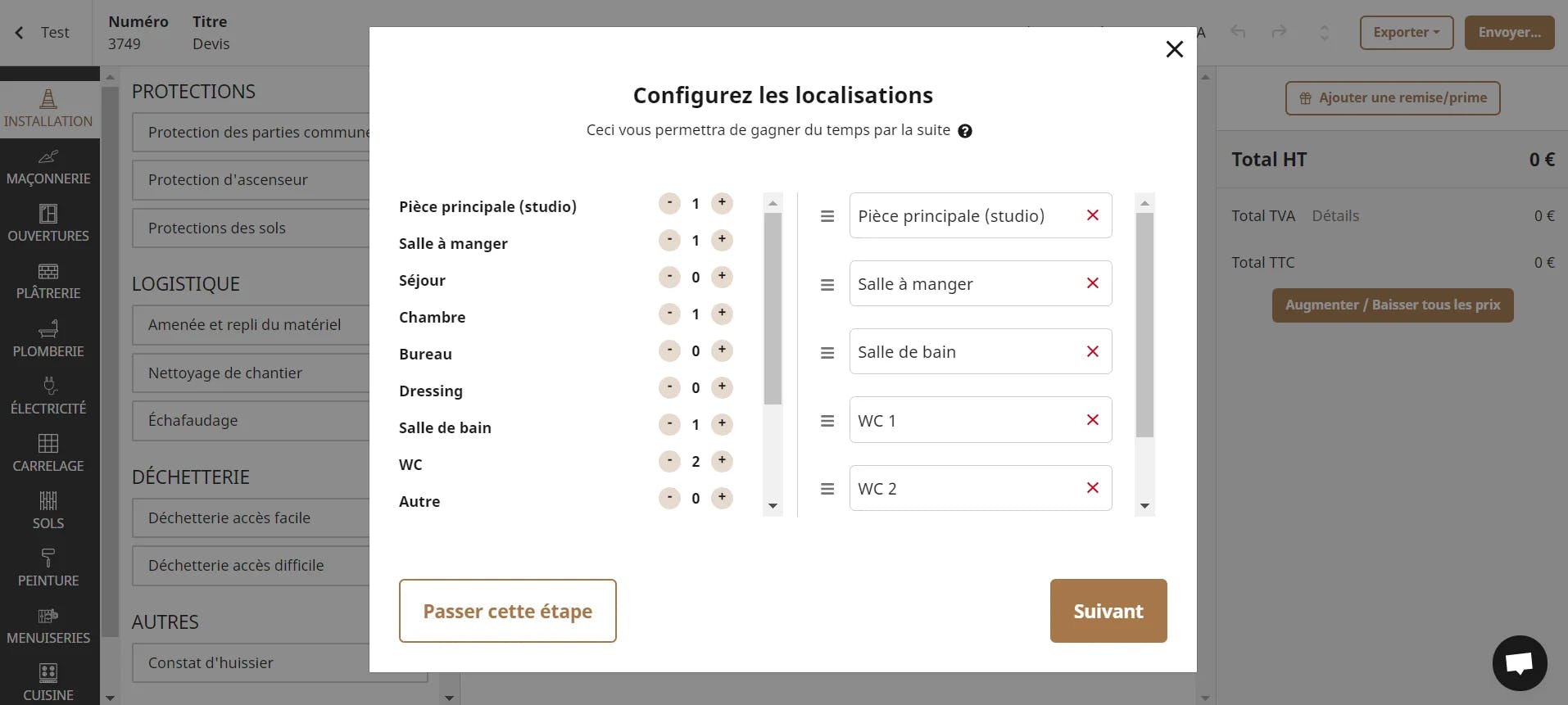 configuration des localisations