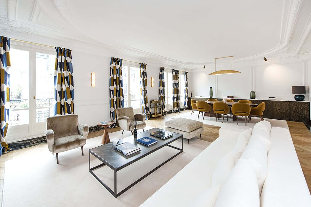 rénovation haut de gamme d'un grand salon haussmannien