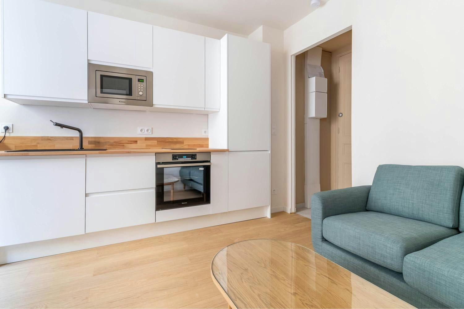 Rénovation appartement 31m2 Paris 18 séjour cuisine