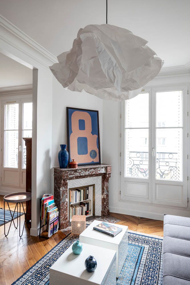 Rénovation appartement Vincennes - Coin salon cheminée