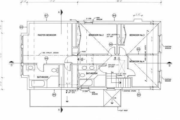 Plan d'une maison d'architecte à étage