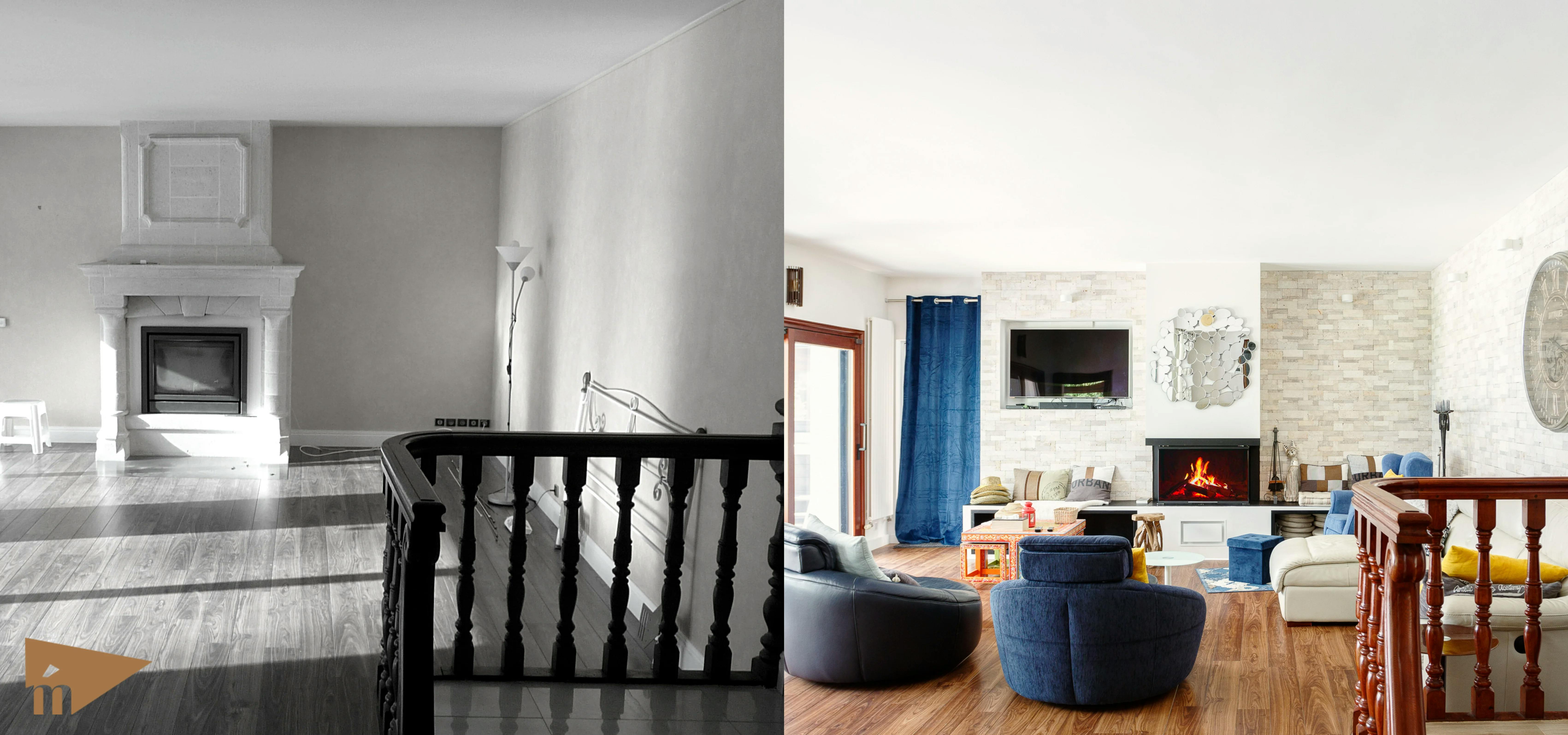 salon avant et après rénovation