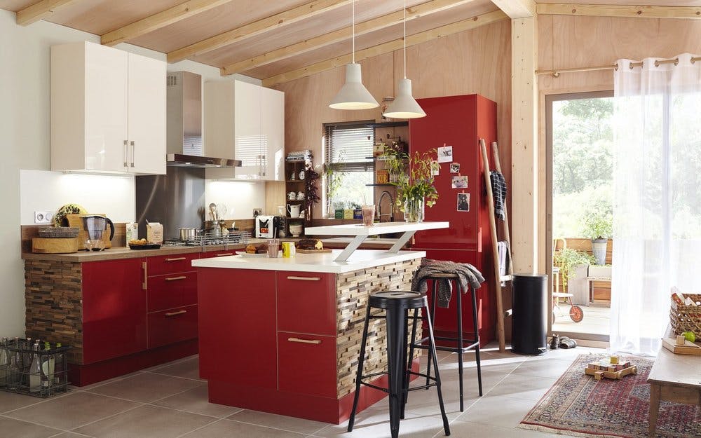 cuisine Leroy Merlin rouge style moderne
