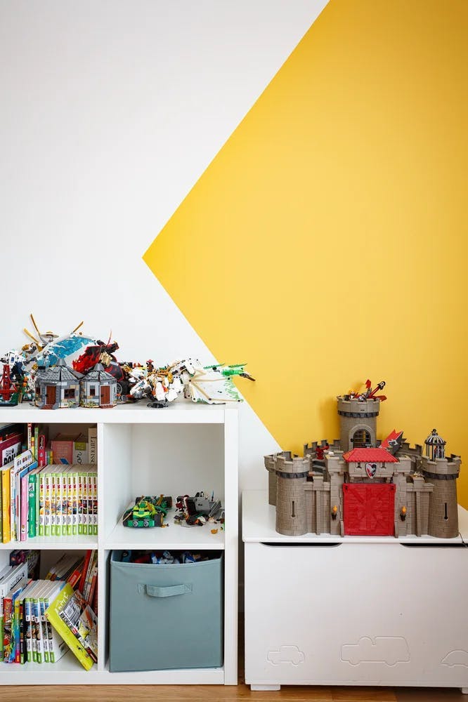 chambre enfant peinture bicolore jaune blanc