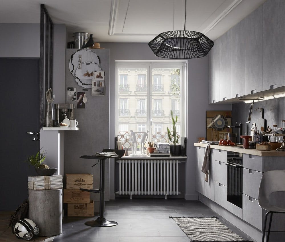 cuisine Leroy Merlin grise style industriel