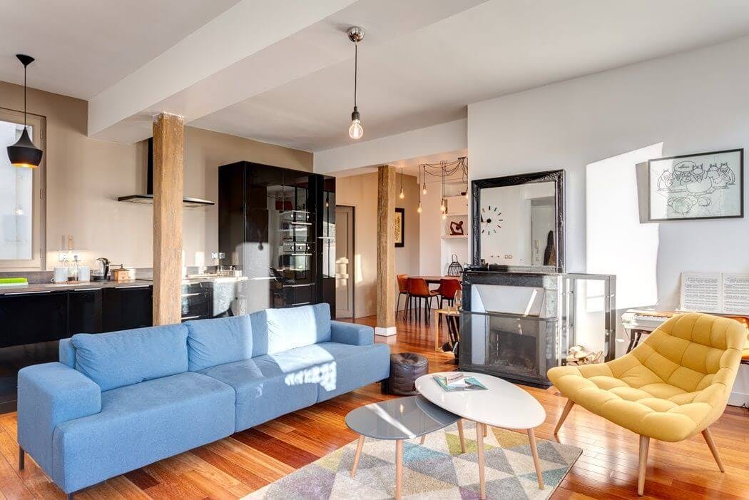 Réfection des peintures et création d'une verrière sur-mesure dans ce salon / salle à manger