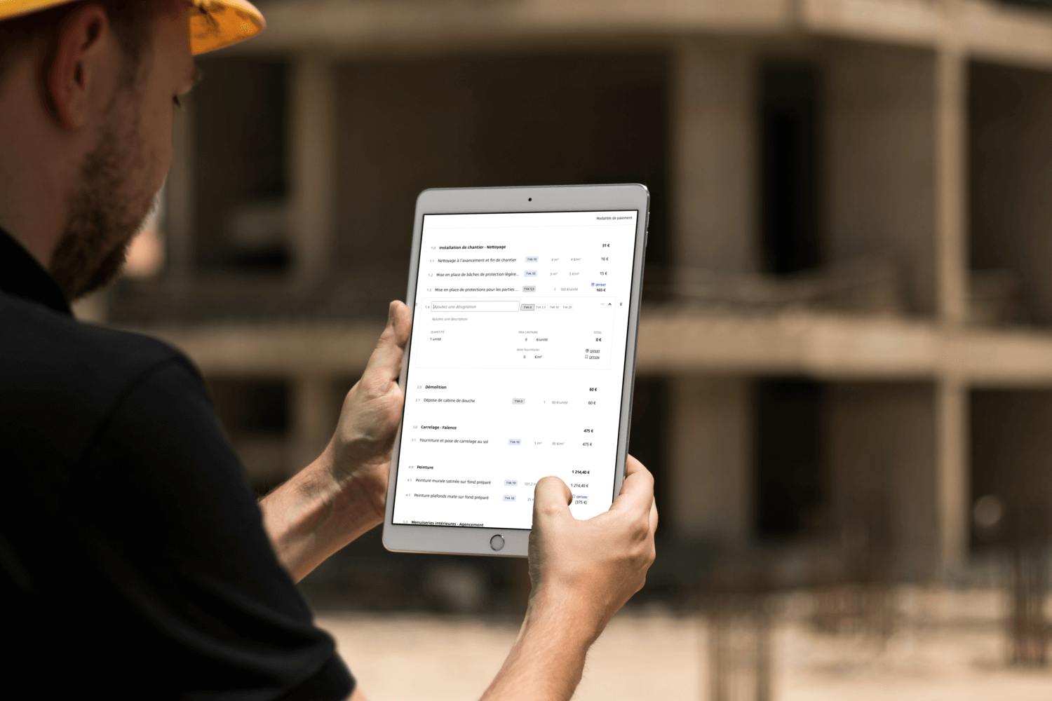 logiciel devis btp batiment facturation ipad hemea