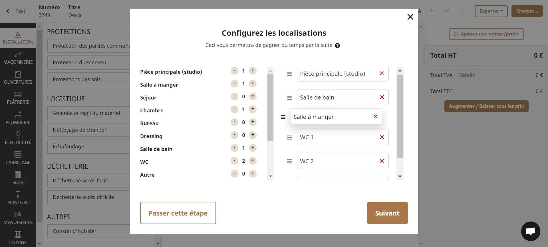 Déplacement des localisations