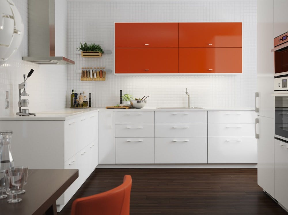 cuisine ikea blanche et rouge