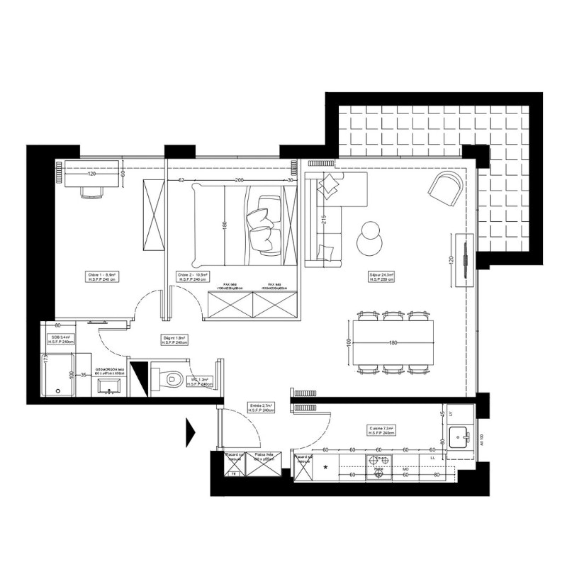 Plan appartement rénovation complète
