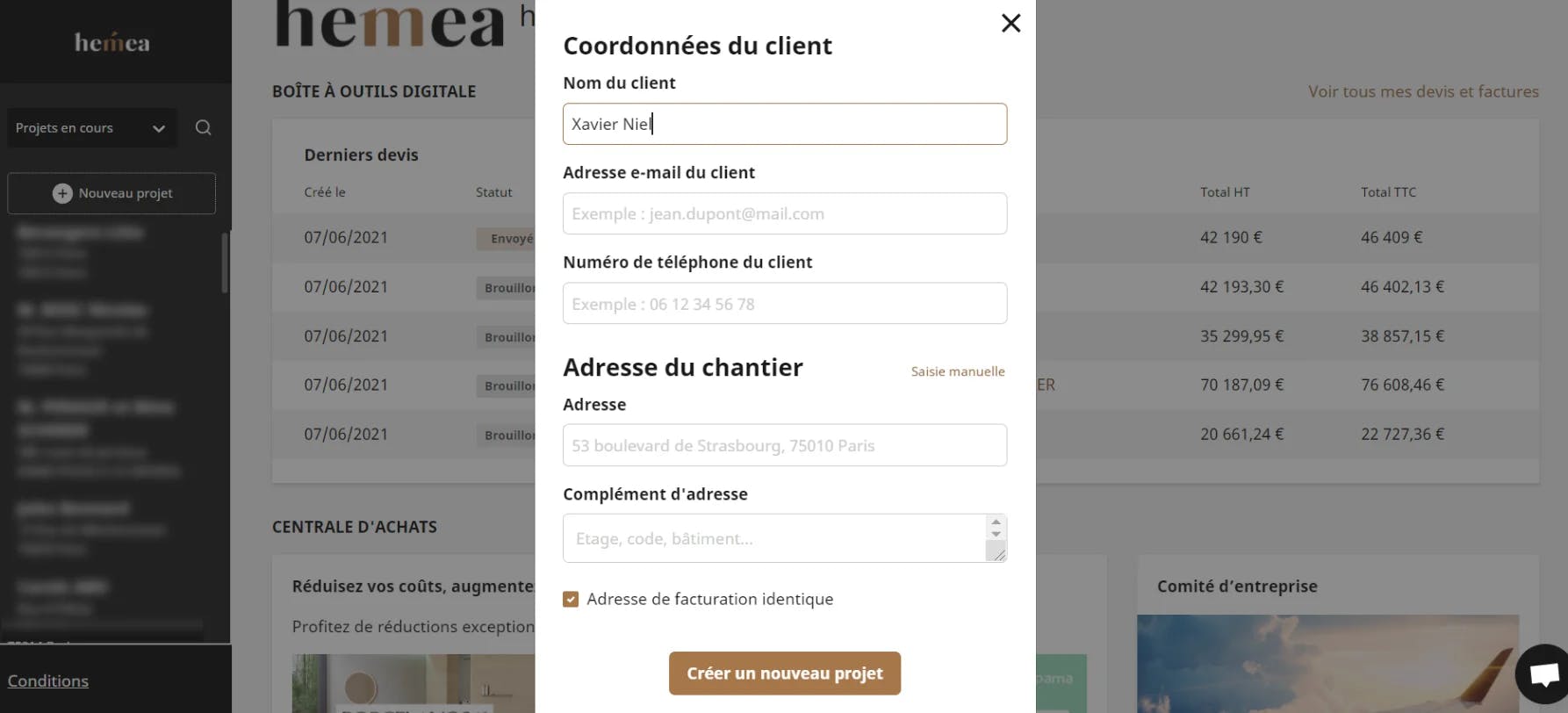Fiche client