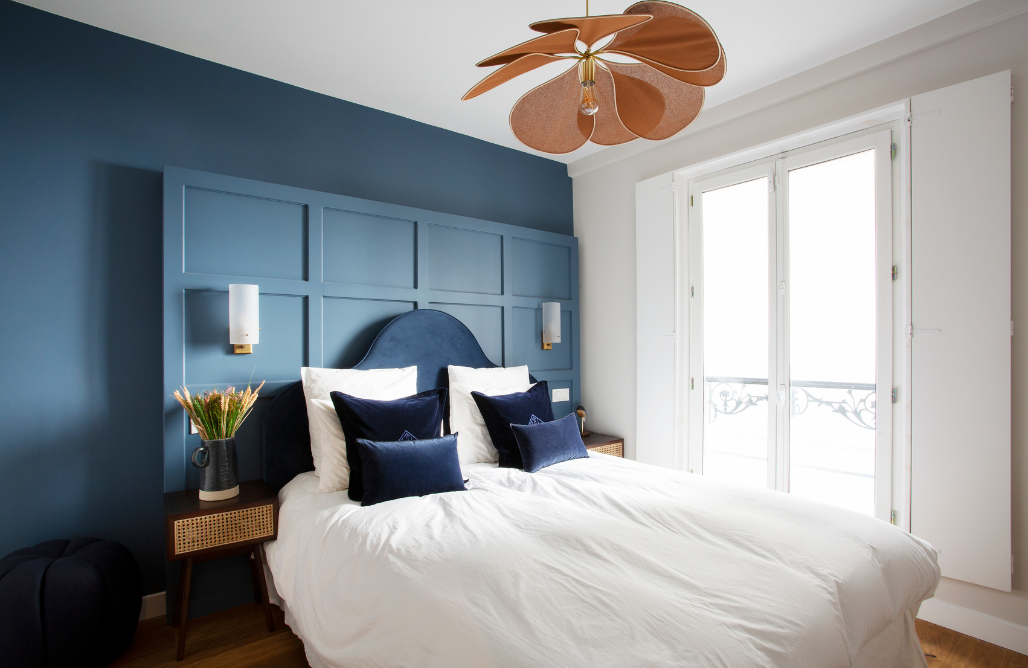 chambre bleue menuiserie sur-mesure