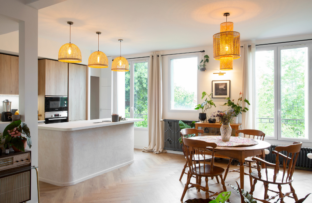 salon salle à manger bois rénovation 