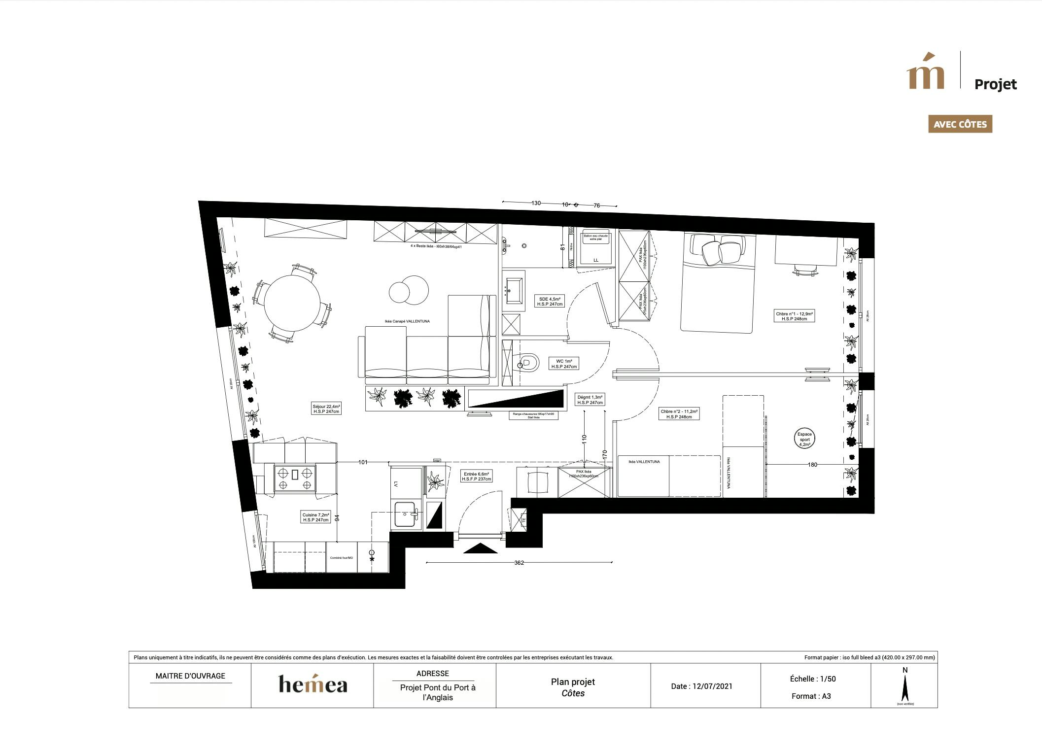 Plan archi rénovation appartement Alfortville