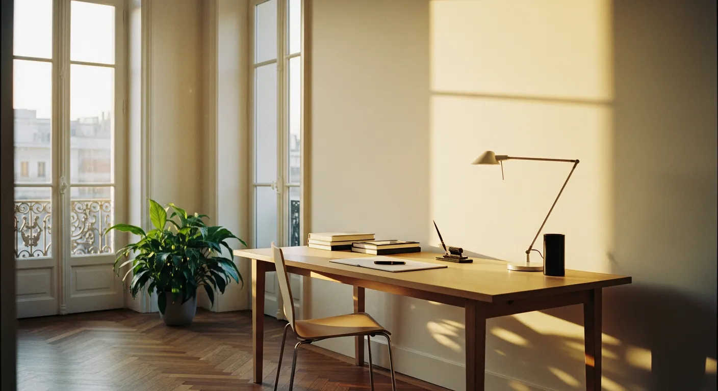Bureau moderne avec documents juridiques, ambiance montage SAS ou SARL