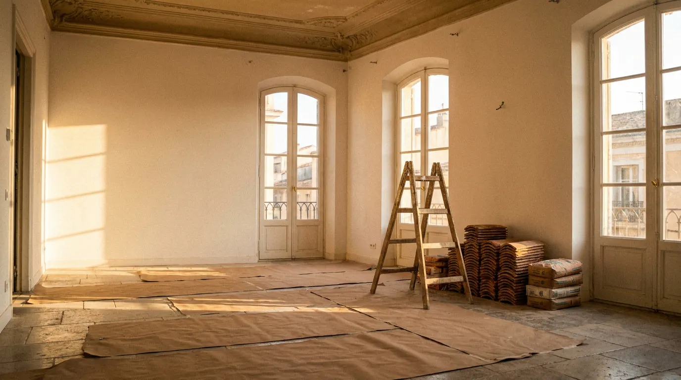 Appartement ancien en cours de rénovation avec sols protégés
