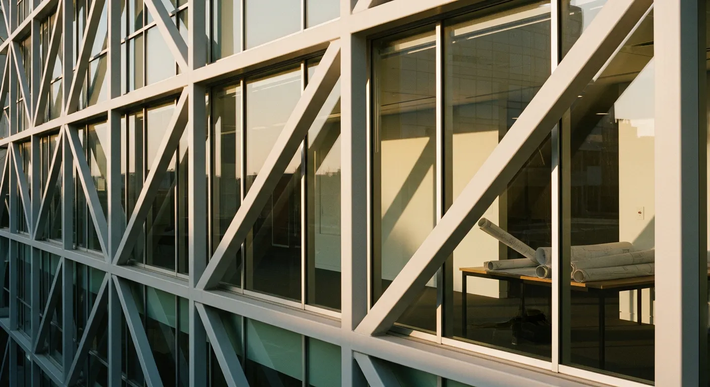 Facade d'un bâtiment avec structure technique visible, illustrant le rôle d'un bureau d'études bâtiment