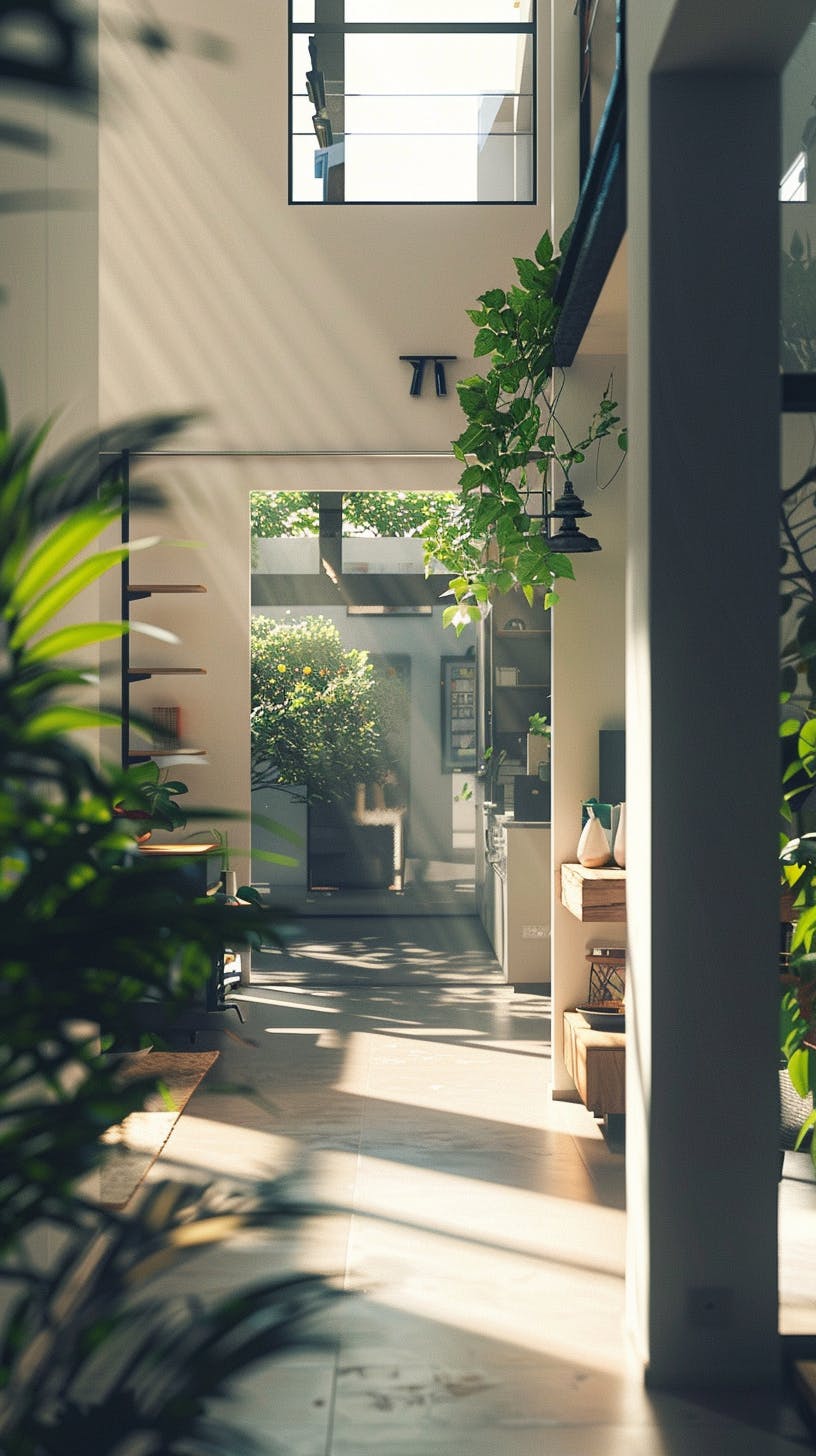 cour maison ambiance verdure lumineuse