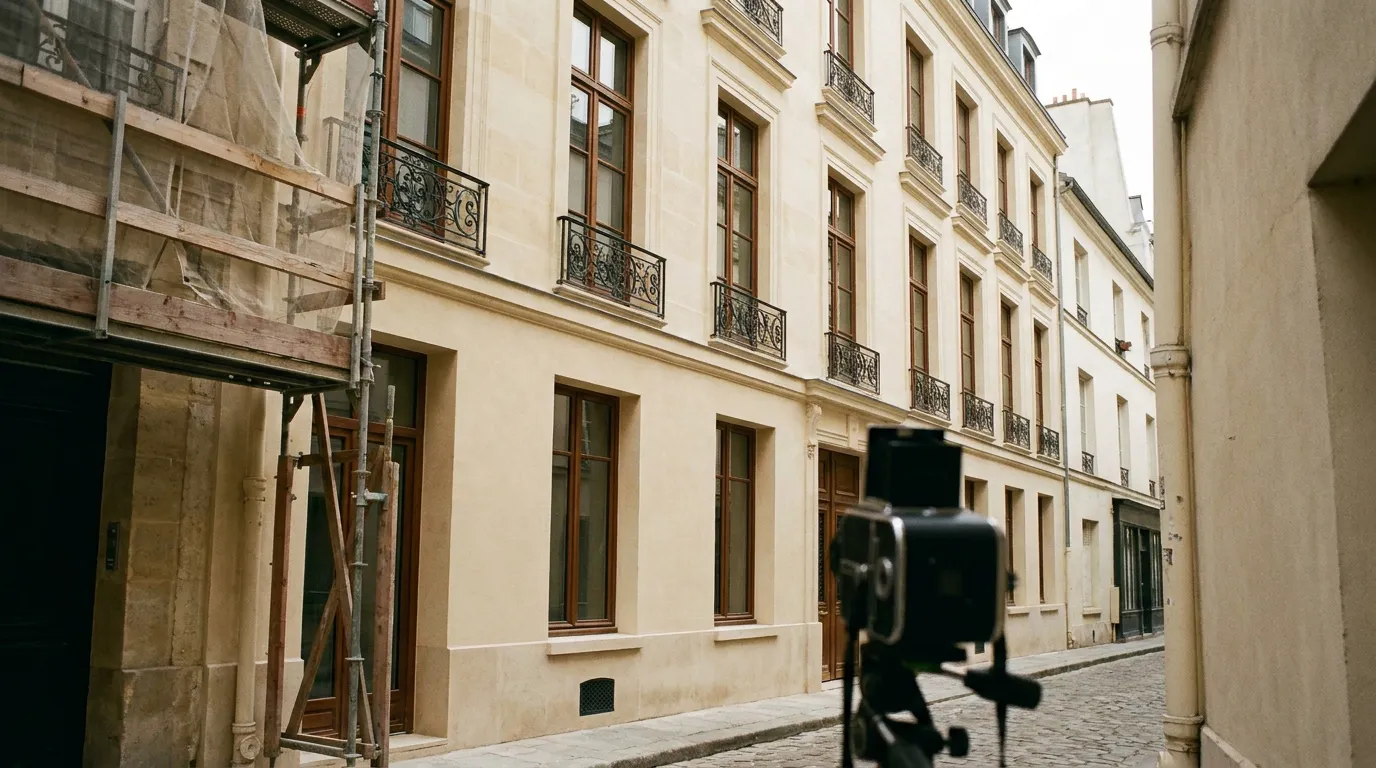 Façade de maison de faubourg ravalée dans une rue d'Aubervilliers