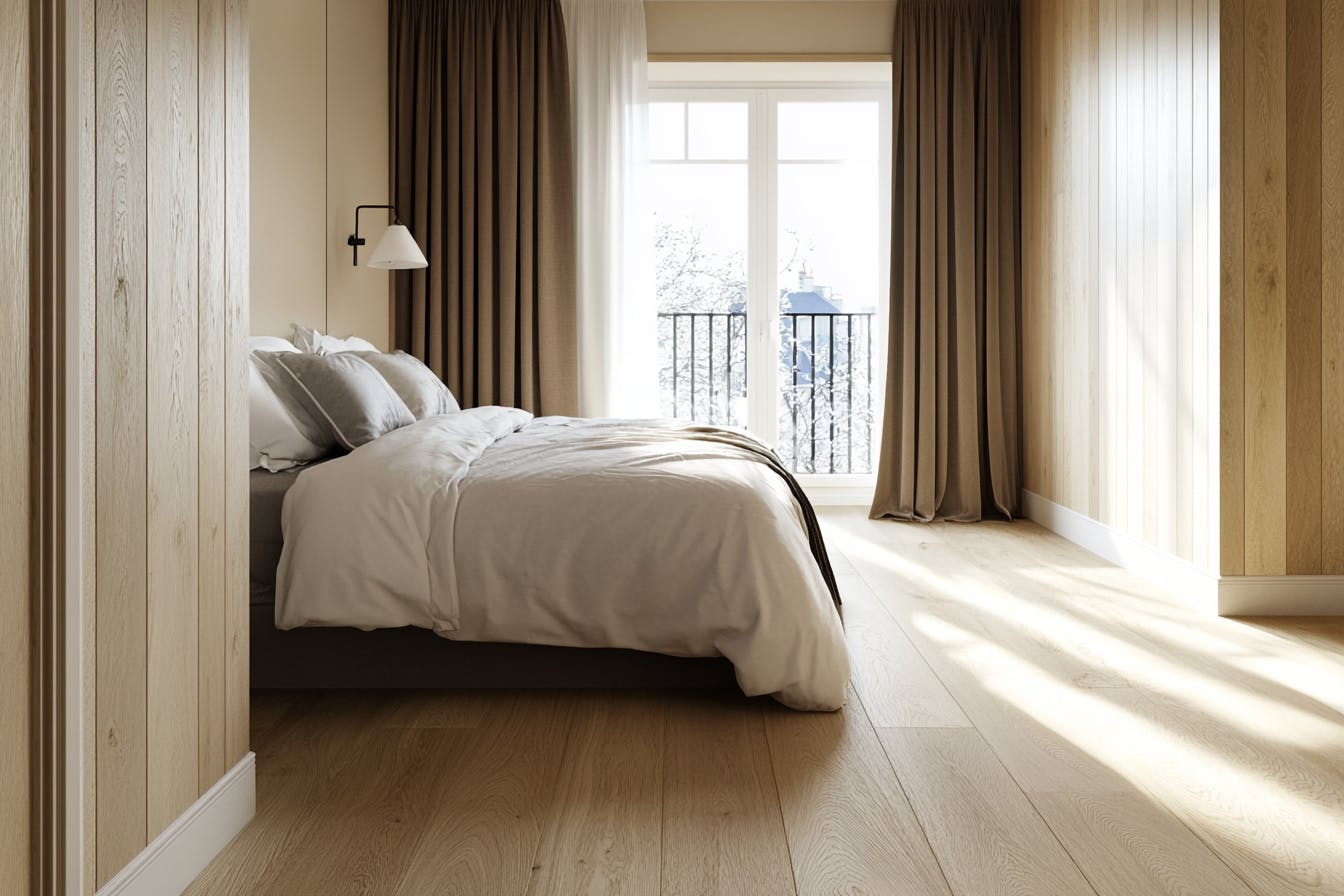 Chambre avec parquet flottant