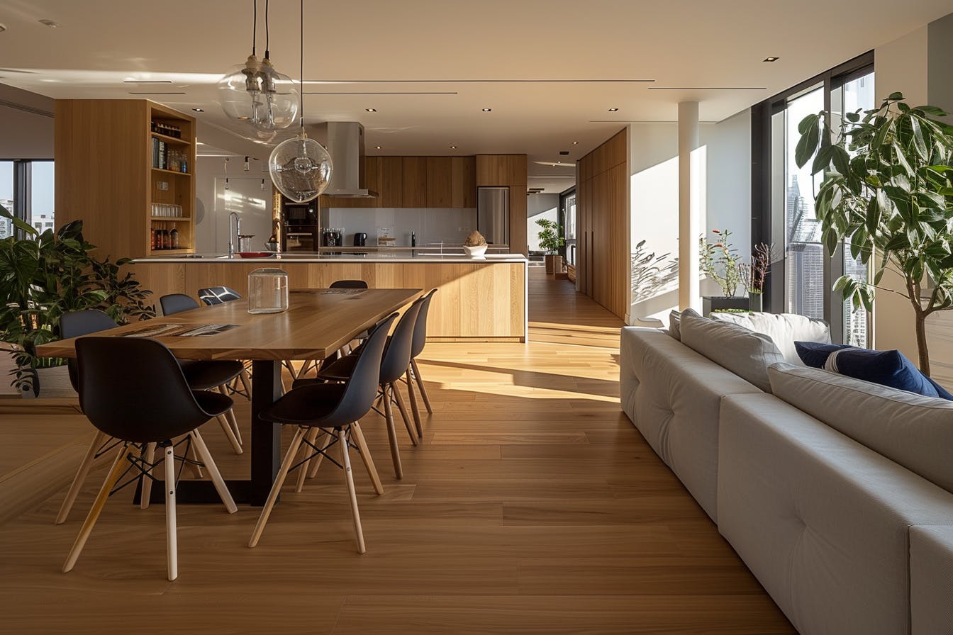 Séjour avec parquet flottant