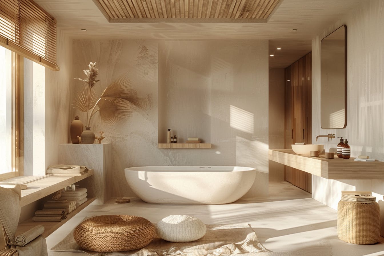 Salle de bain béton ciré clair