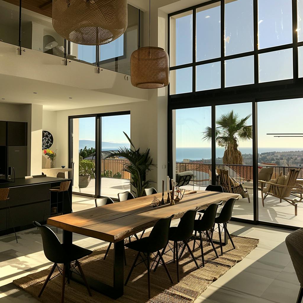 Maison à Nice moderne avec grandes baies vitrées noires