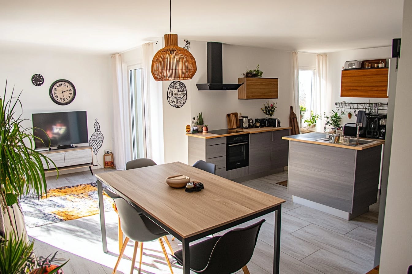 Cuisine salle a manger d'un appartement à Angers