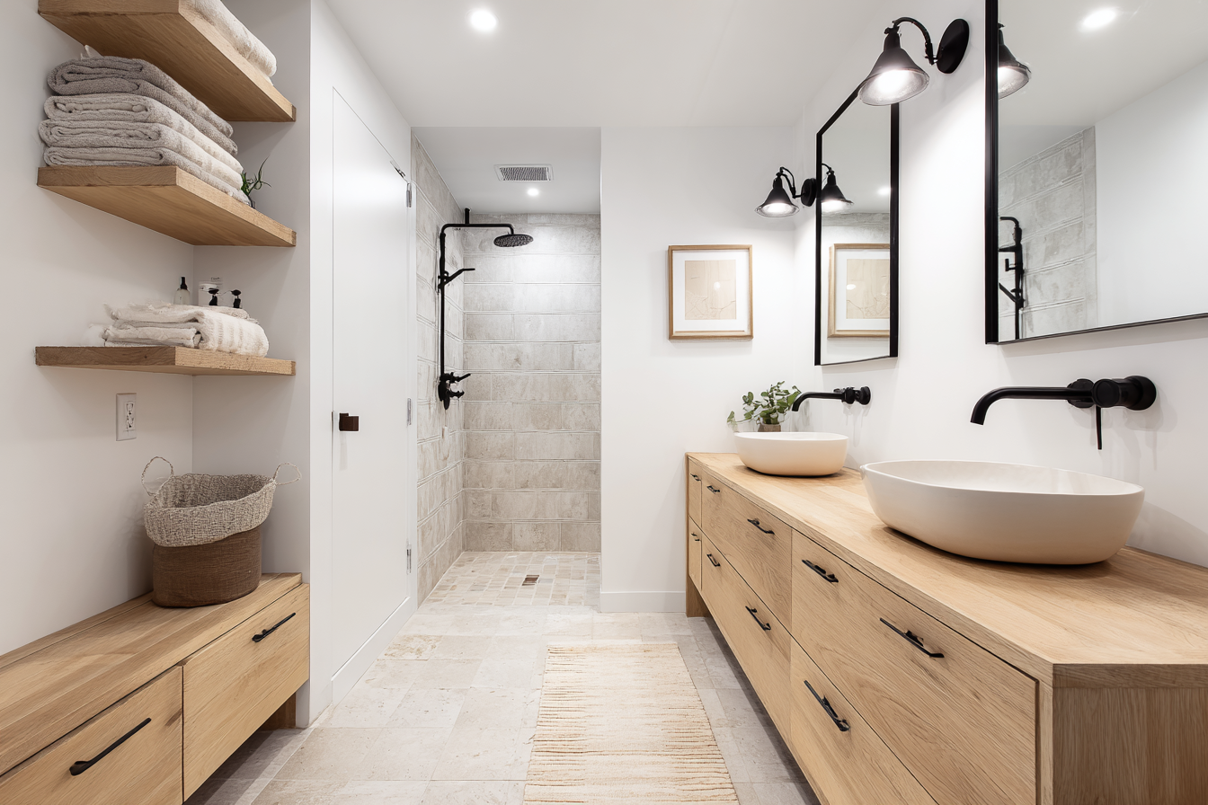 Décoration salle de bain bois