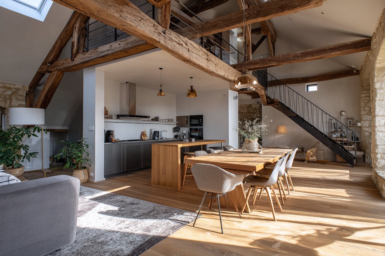 Intérieur grange rénovée