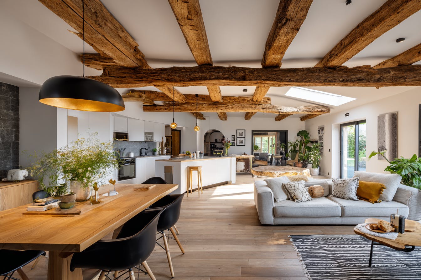 Intérieur grange rénovée