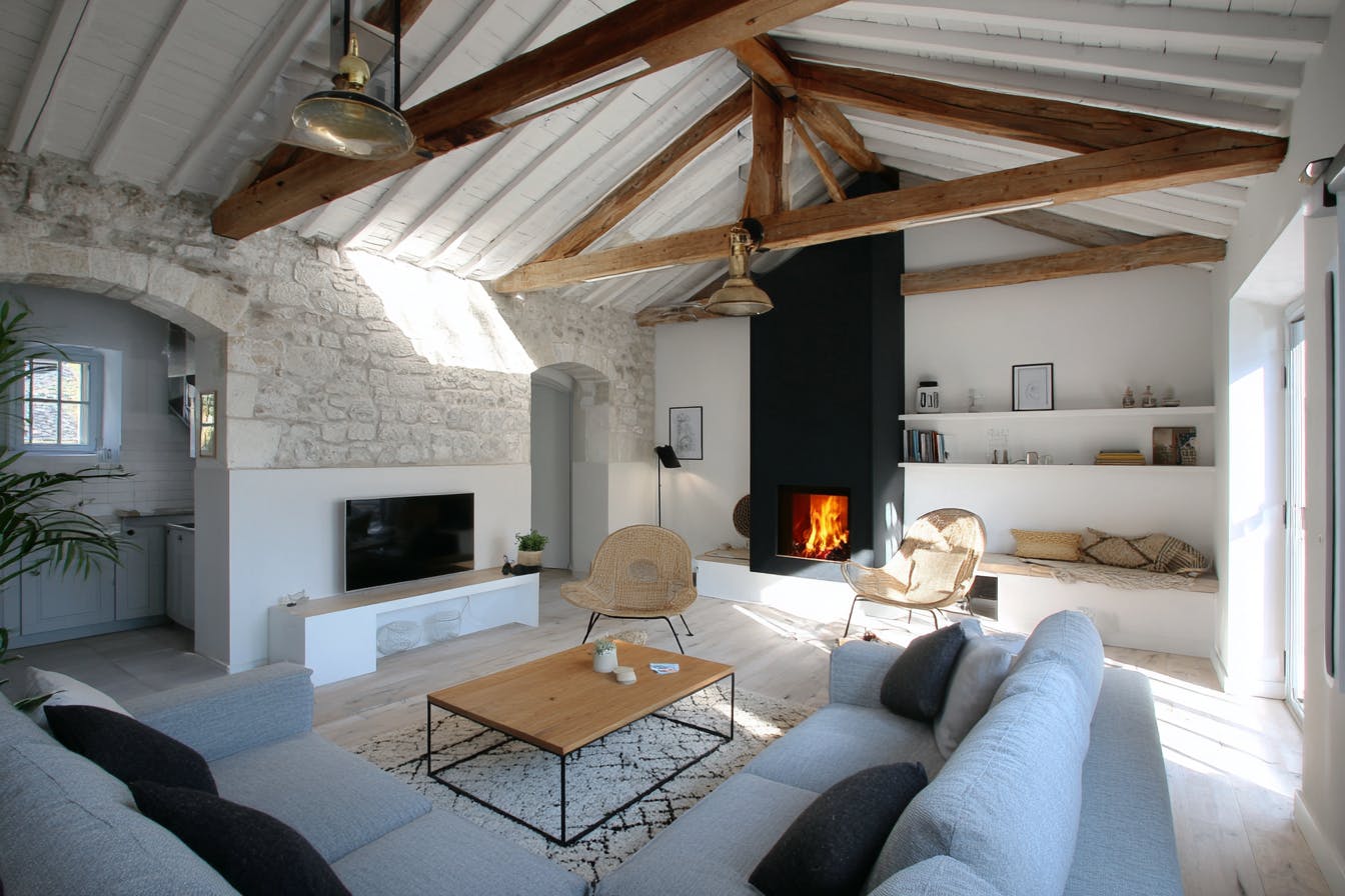 Intérieur moderne grange rénovée