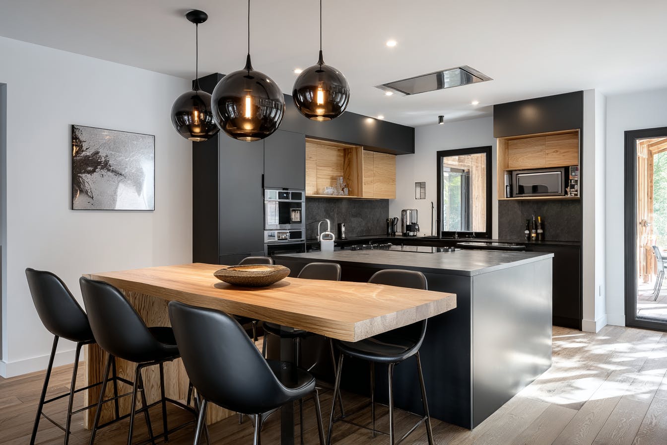 Cuisine sur mesure maison noir