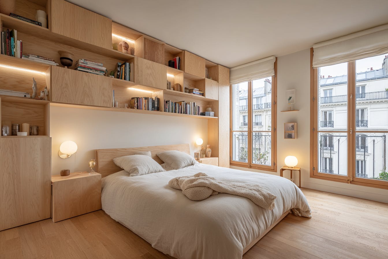 Chambre avec étagère 