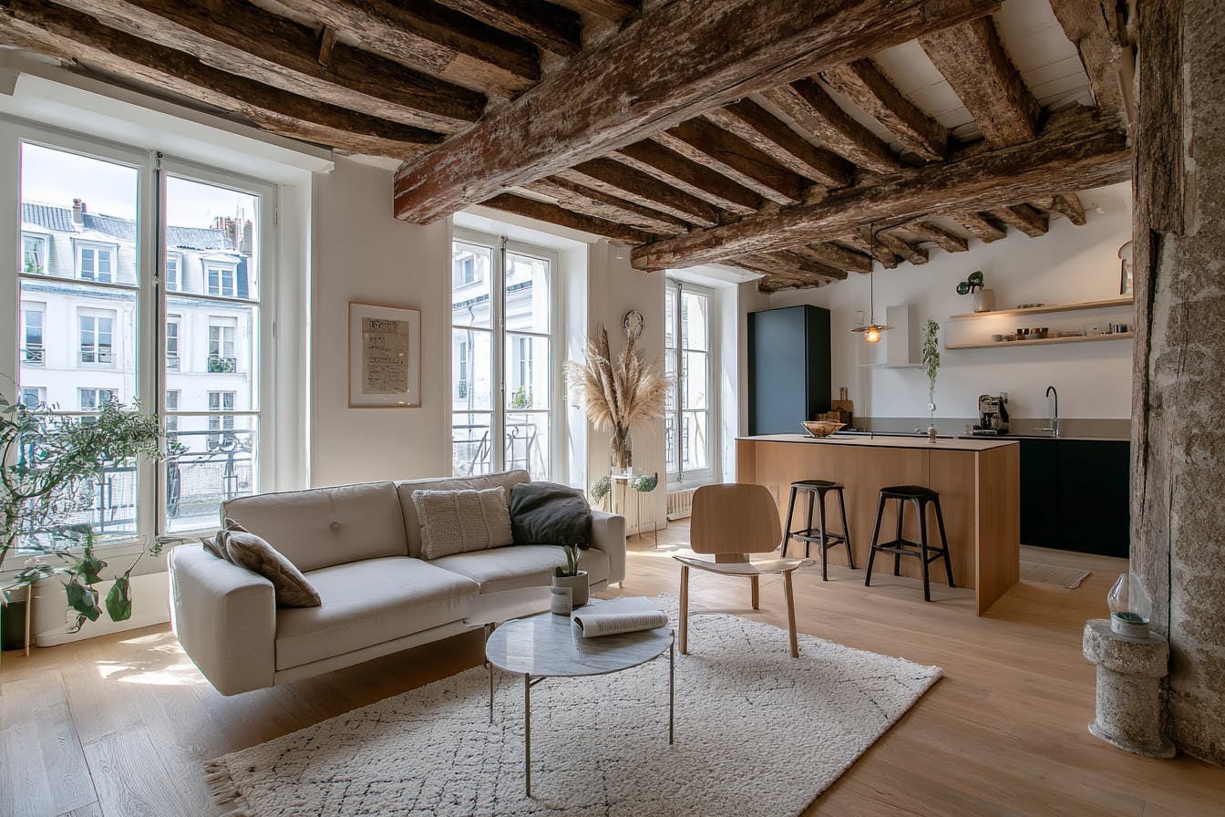 Intérieur poutre appartement Rouen