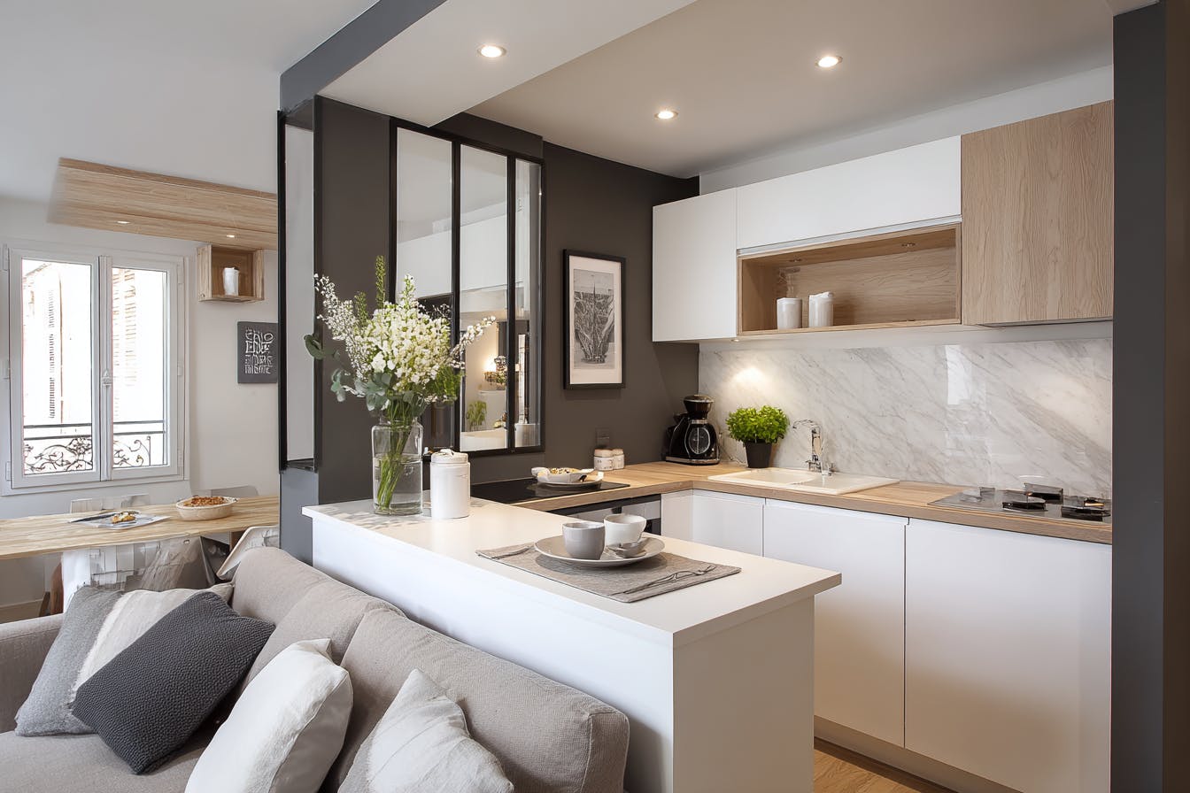 Cuisine ouverte sur salon