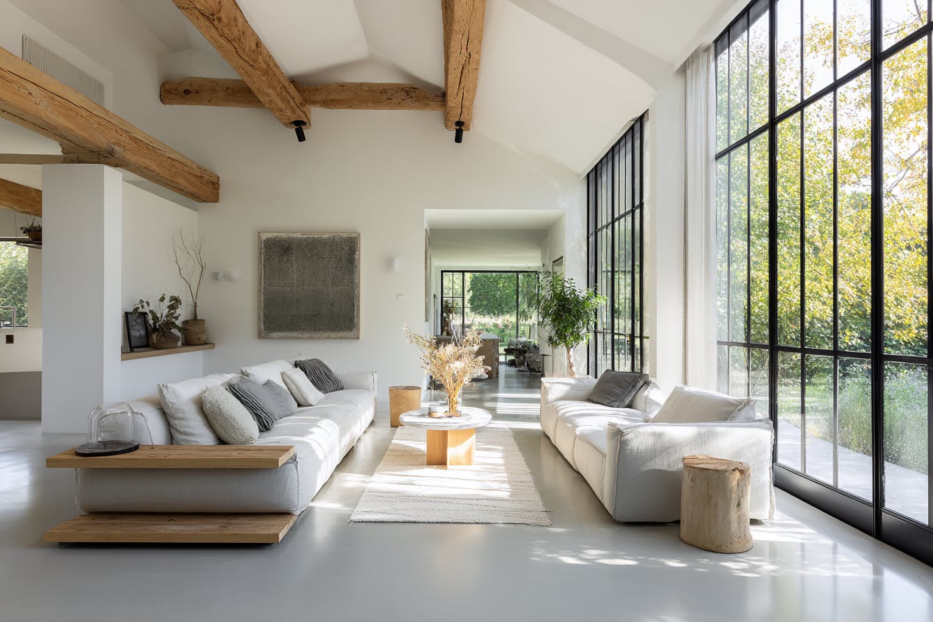 Intérieur grange rénovée