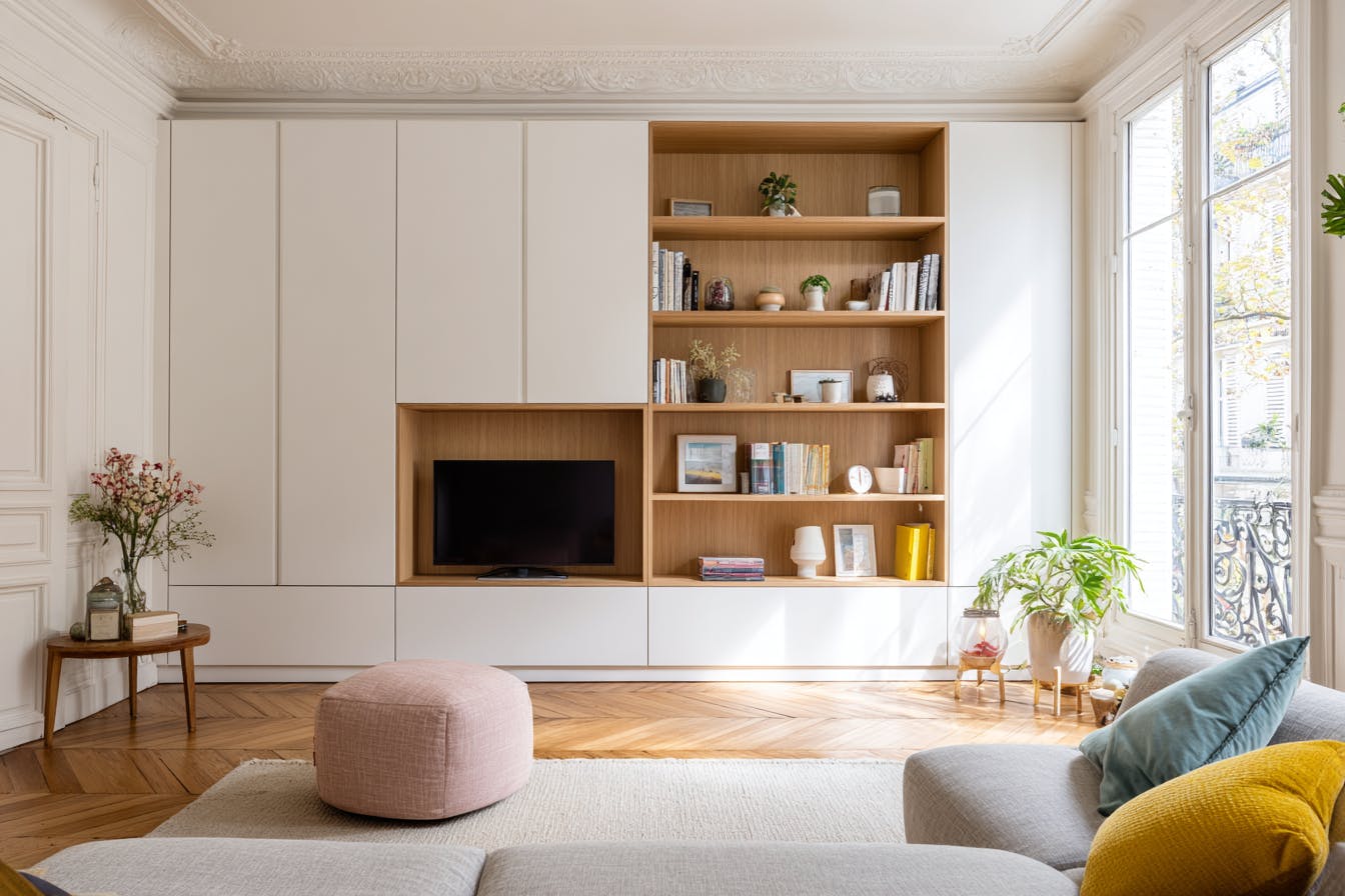 Salon avec placard sur mesure