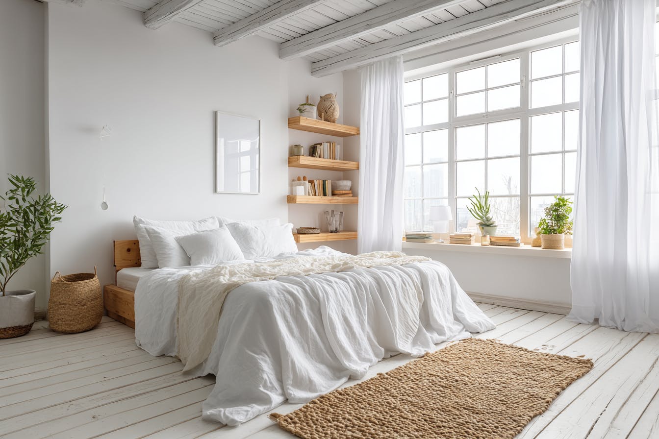 Chambre blanche et épurée