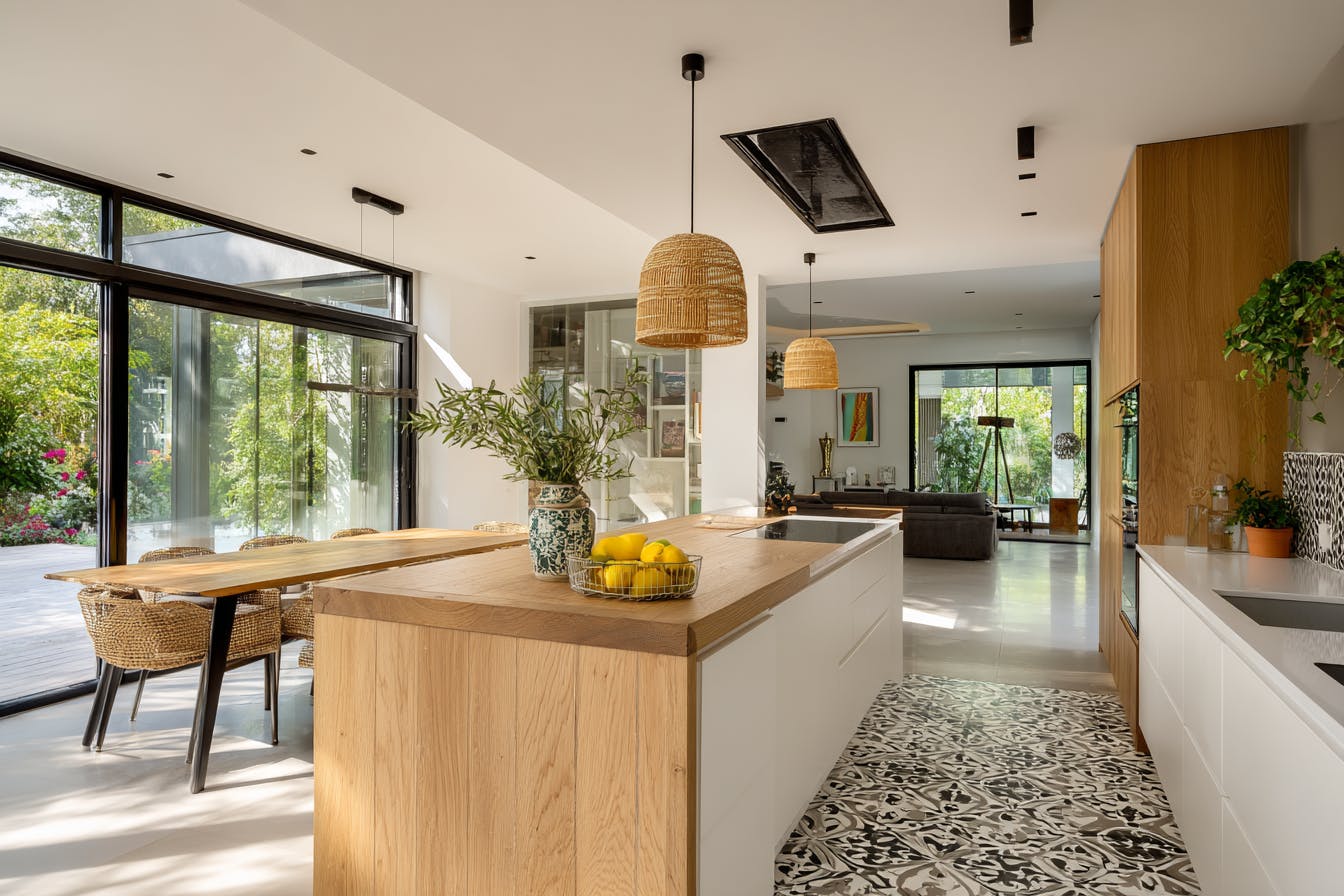 Cuisine avec décoration sol