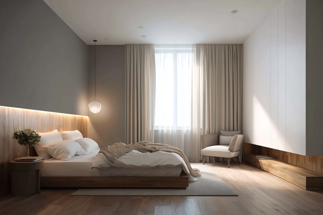 Chambre peinture mur gris 