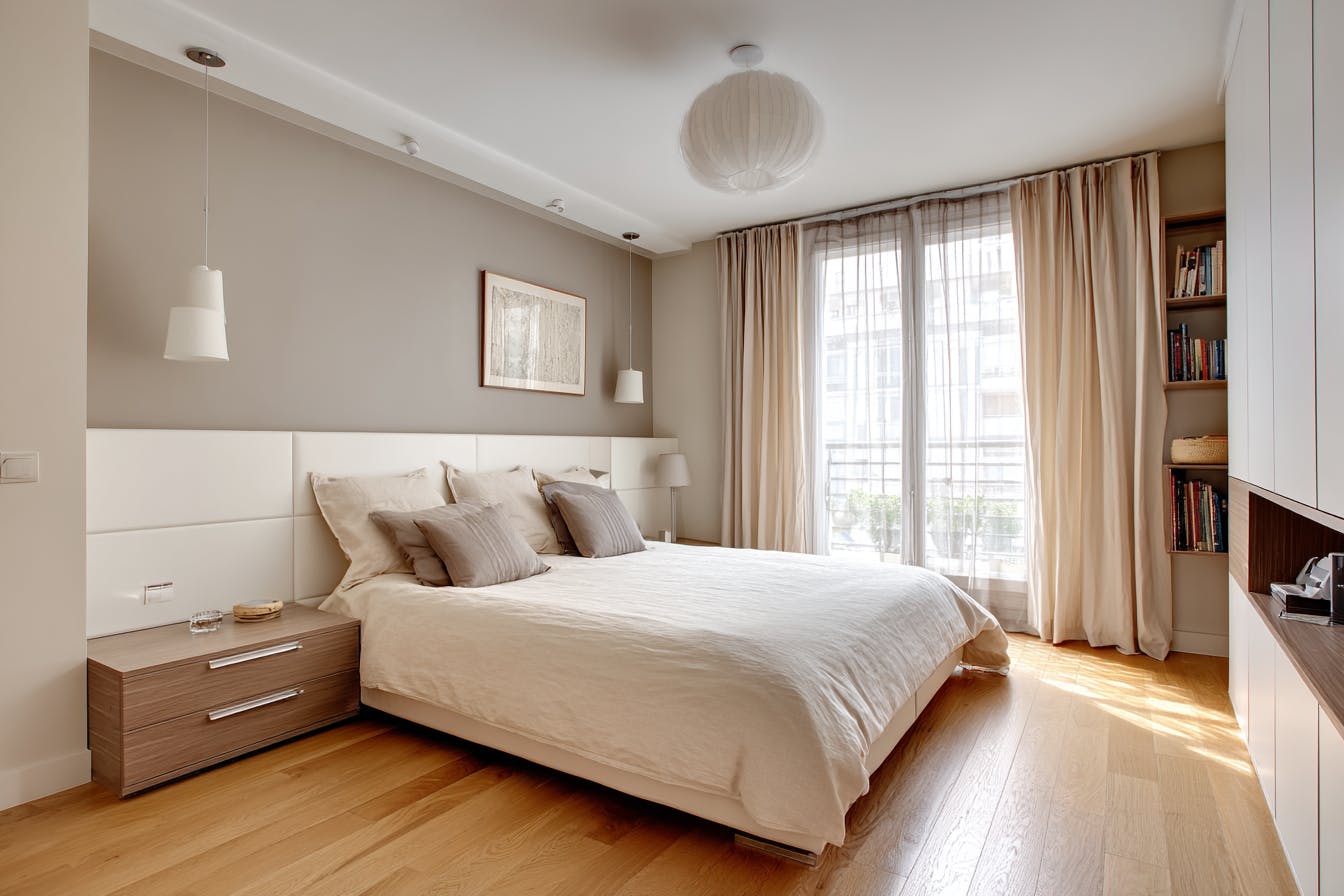  Mur blanc cassé chambre moderne