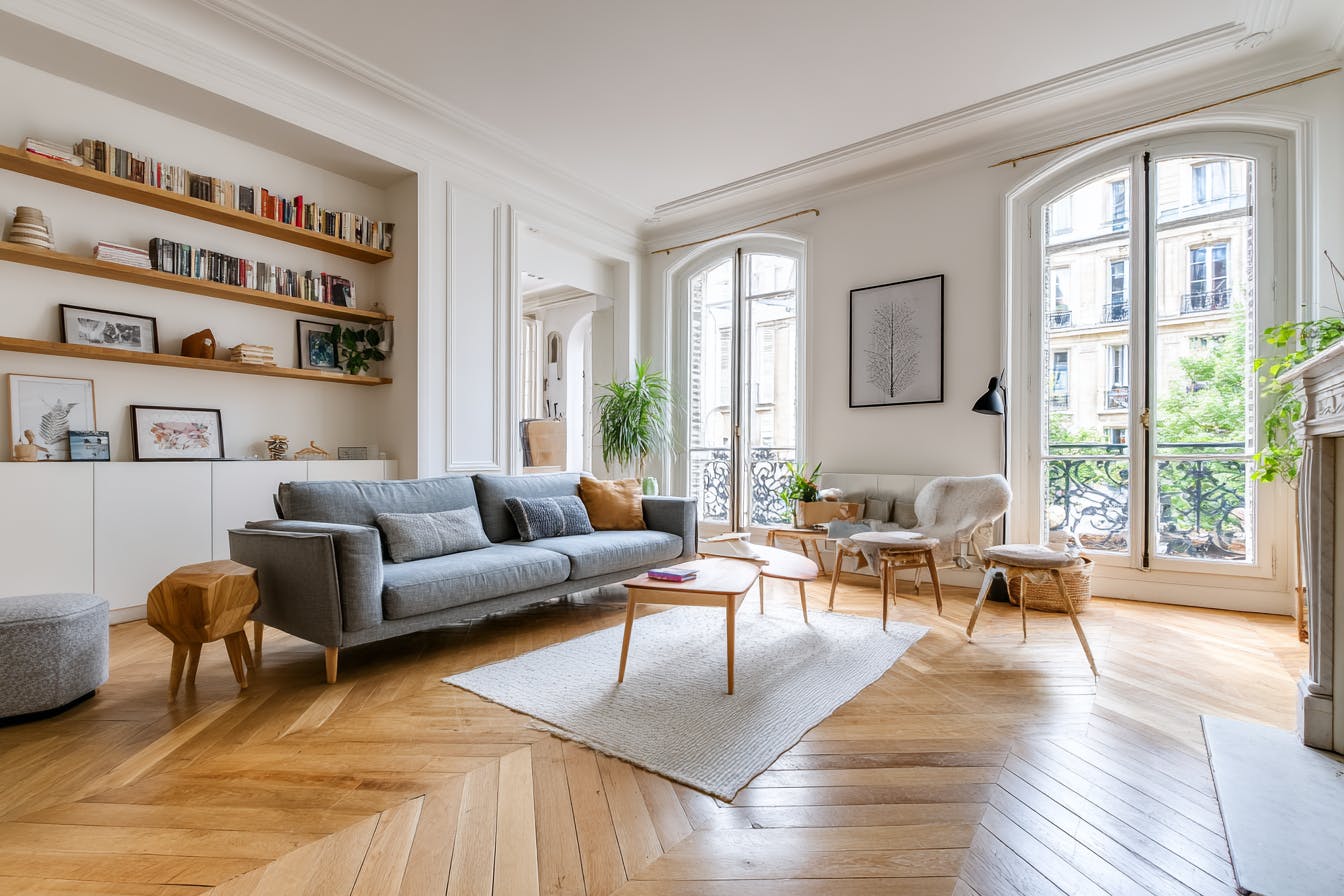 Parquet contre collé salon moderne