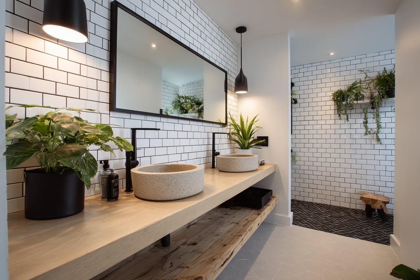 Salle de bain avec carrelage anti dérapant