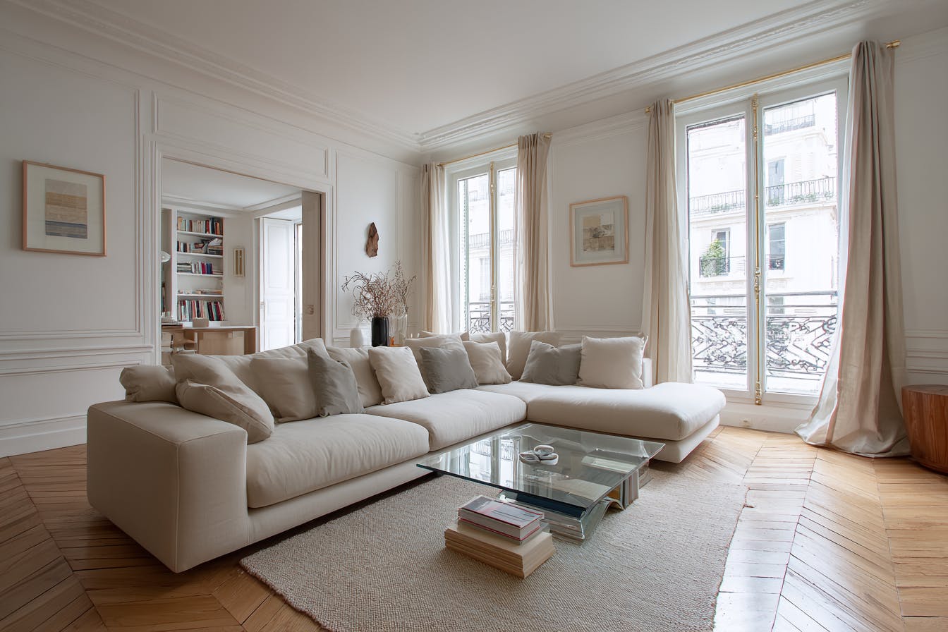 Salon aéré beau et lumineux