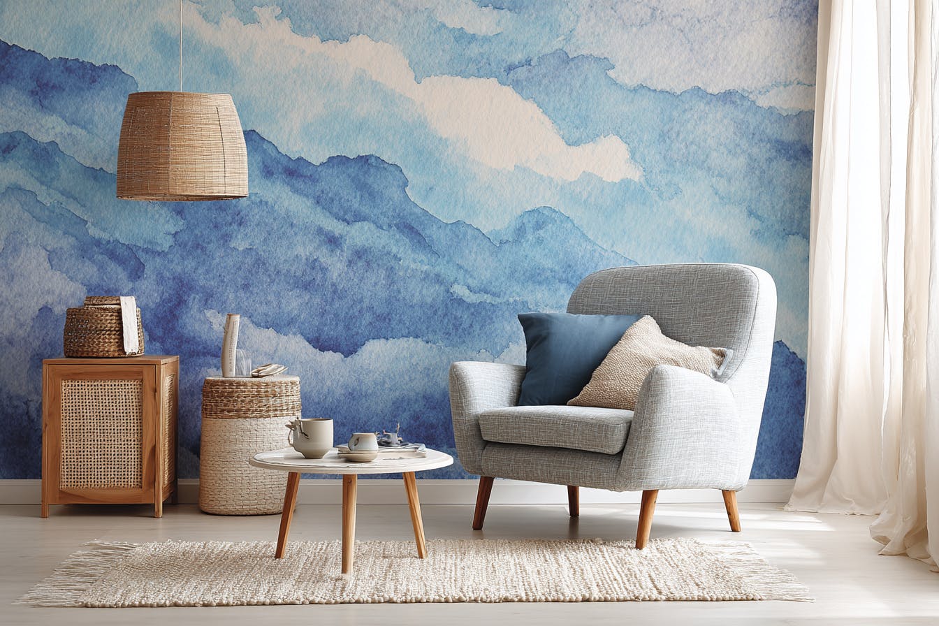 Salon papier peint zen
